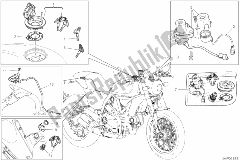 All parts for the 13e - Electrical Devices of the Ducati Scrambler Cafe Racer Thailand USA 803 2019